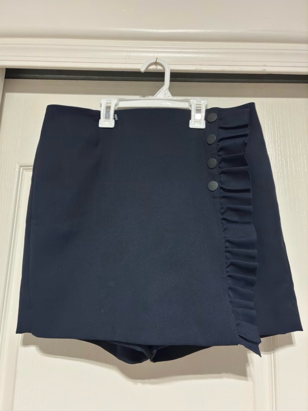 Tory Sport Navy Ruffle Side Skort